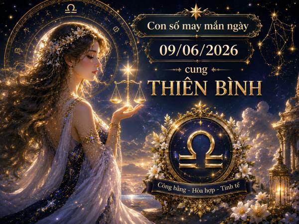 Con số may mắn hôm nay 09/06/2026 thứ 3 cung Thiên Bình