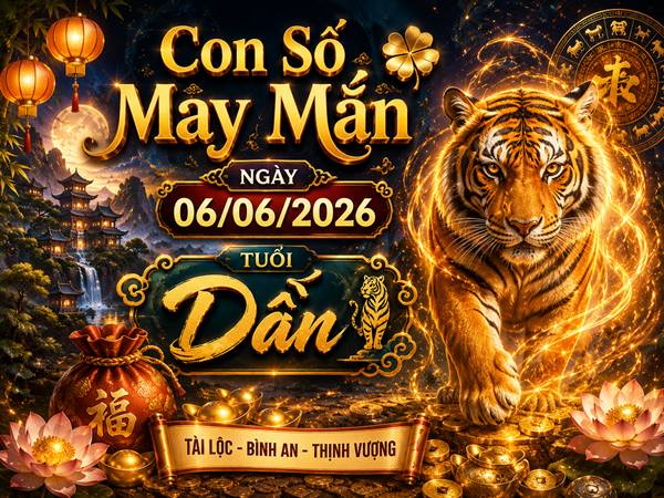 Con số may mắn hôm nay 06/06/2026 thứ 7 tuổi Dần